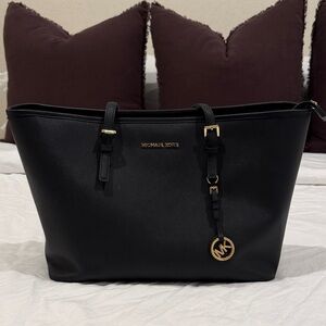 Michael Kors Black Tote with Gold Accents